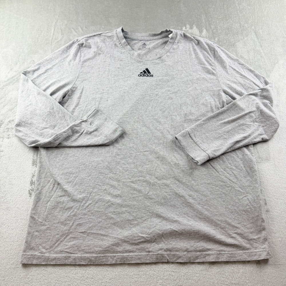 Adidas Men's 2XL Long Sleeve Graphic T-Shirt Gray Casual